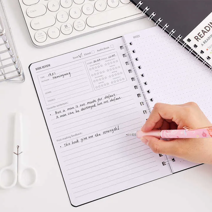 دفتر قراءة A5 من IMODA Stationery، مراجعة وتتبع تقدمك في القراءة، هدية لمحبي الكتب، مستلزمات مدرسية ومكتبية  IMODA Stationery A5 Reading Journal Review and Track Your Reading Progress Gift for Book Lovers Readers School Office Supplies