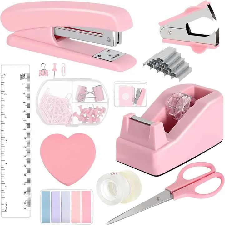 مجموعة أدوات مكتبية-Ready Stock Cross-Border Pink Desktop