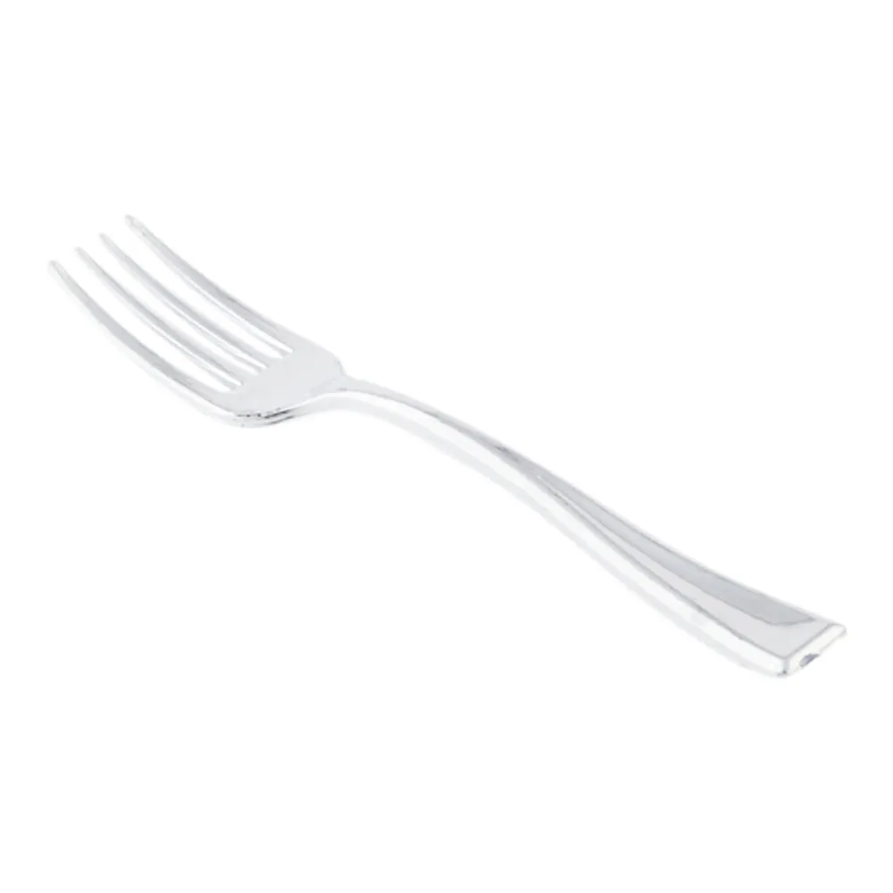 100 Diamond Seagreen 5" Plastic Canoe Dish and 100 Silver Plastic 4" Mini Forks