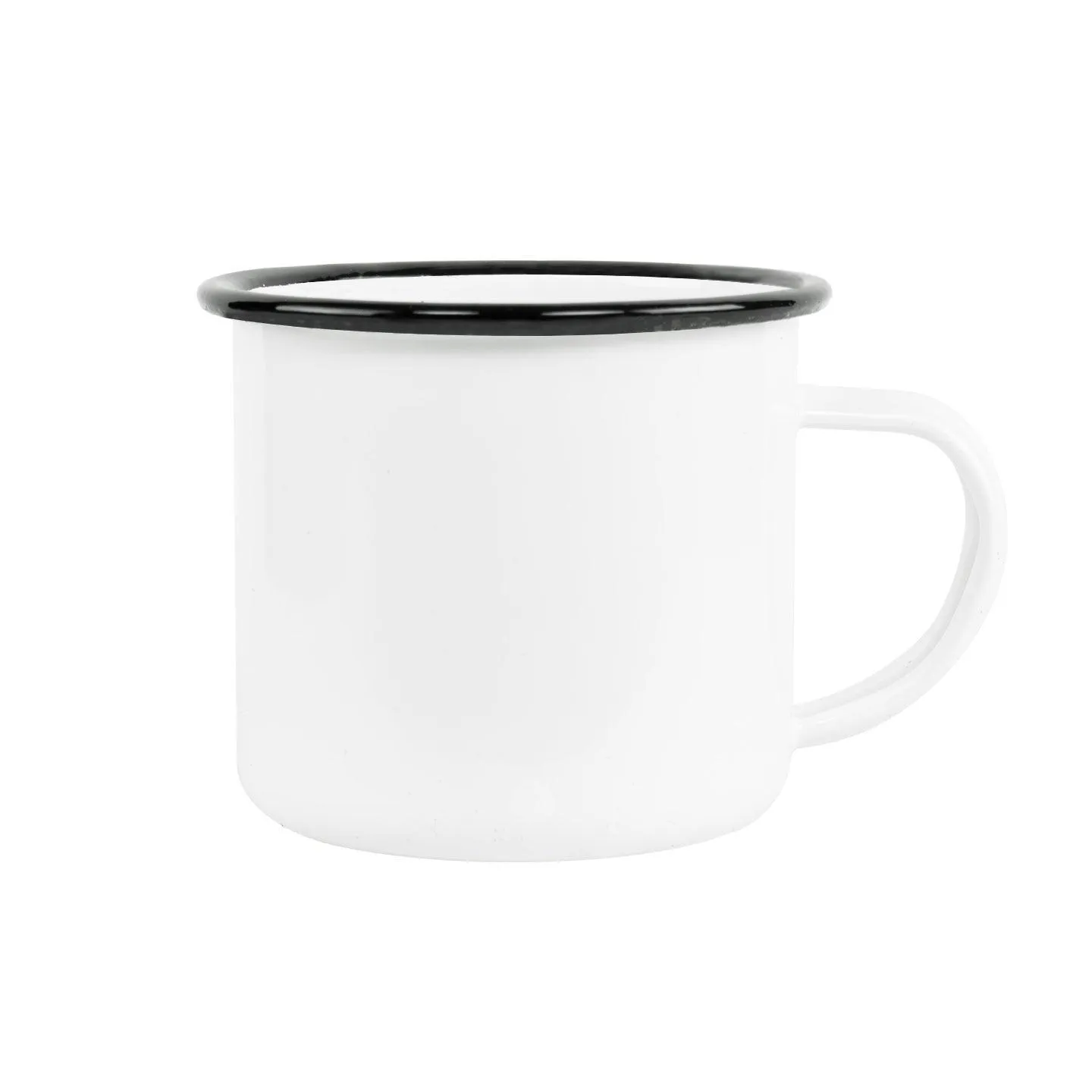 12 oz  Camper Enamel Cup - Black Rim