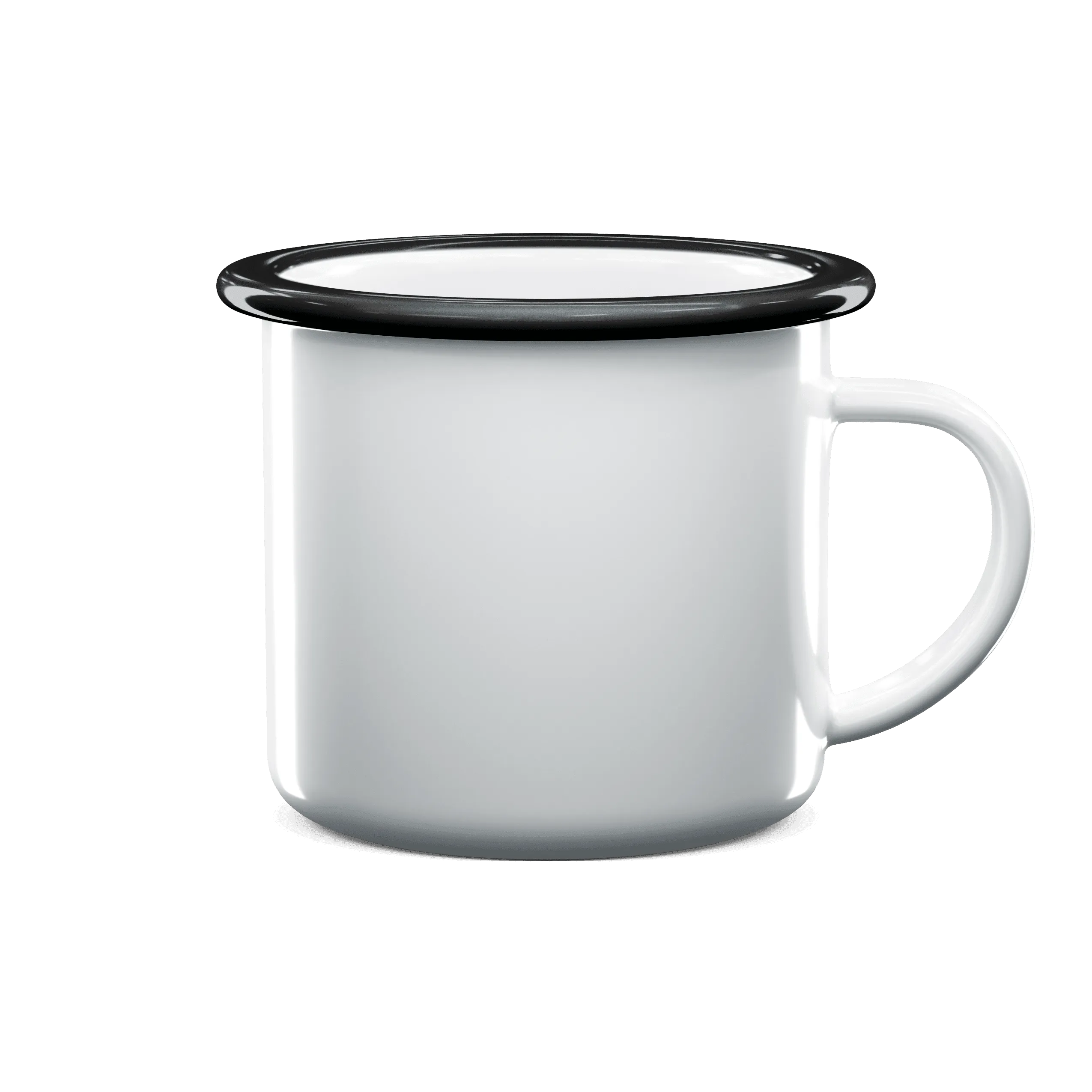 12 oz  Camper Enamel Cup - Black Rim