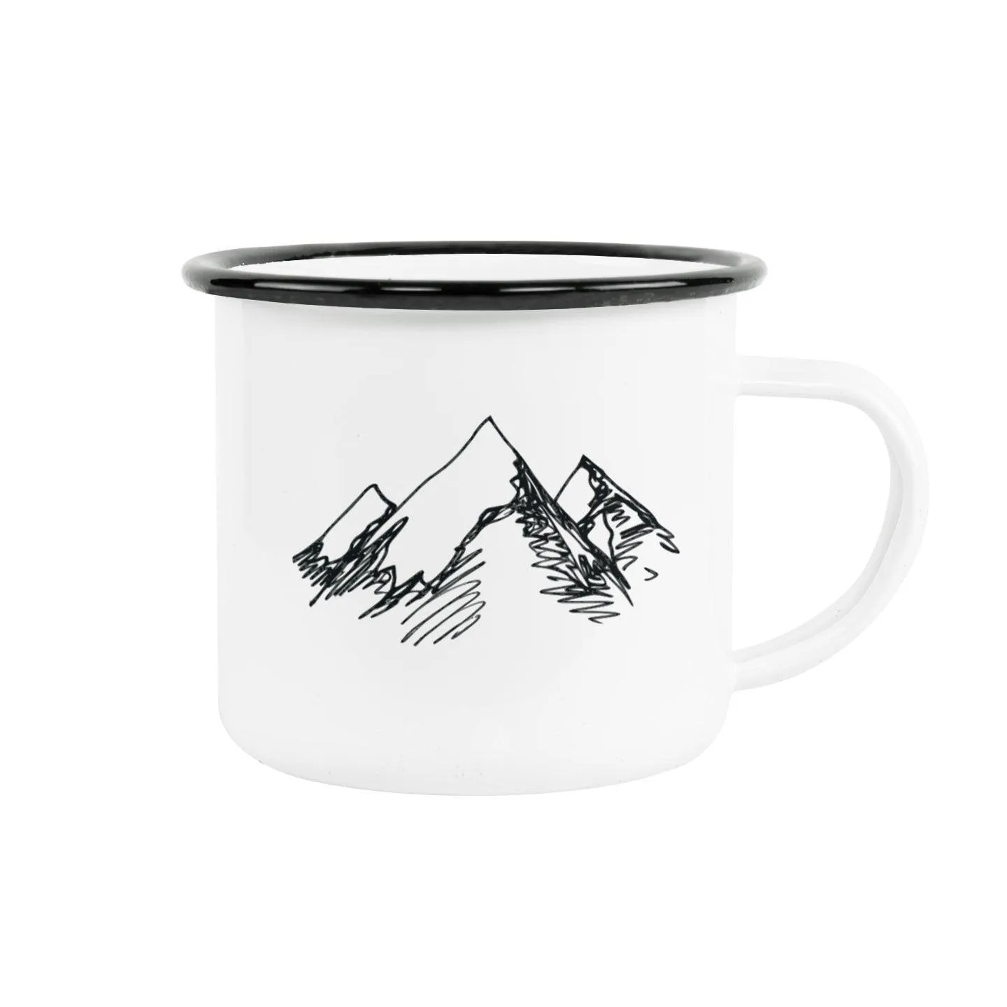 12 oz  Camper Enamel Cup - Black Rim