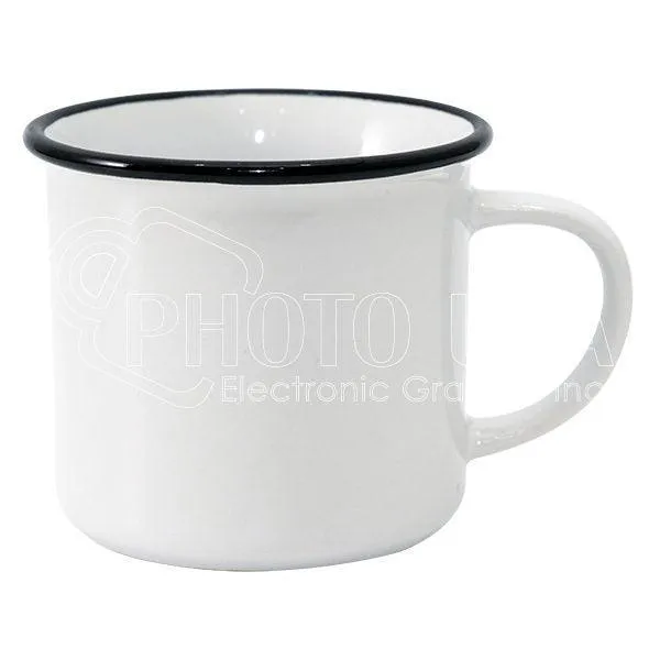 12 oz  Camper Enamel Cup - Black Rim