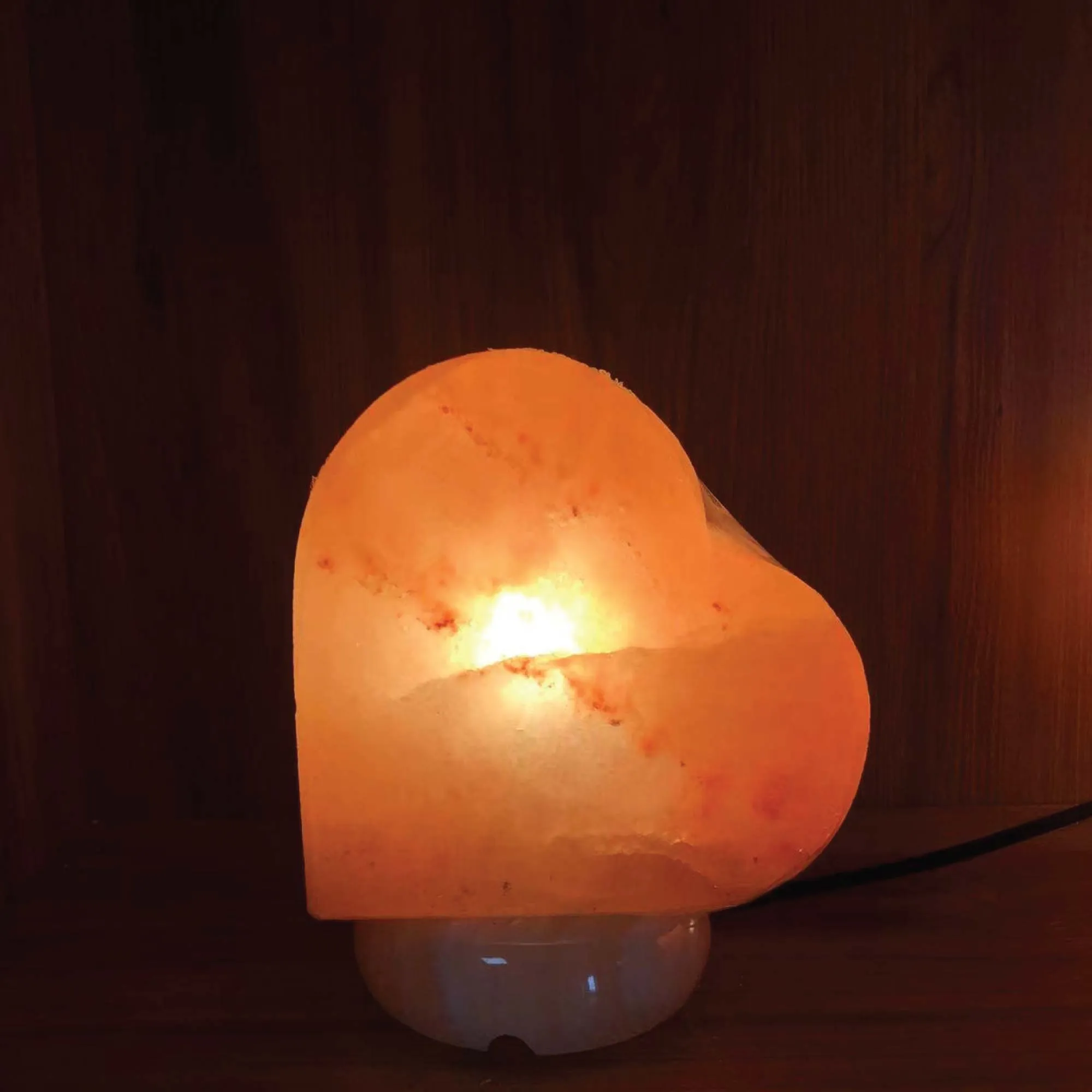 12V 12W Heart Himalayan Pink Salt Lamp | Carved Rock Crystal Light with On/Off Switch