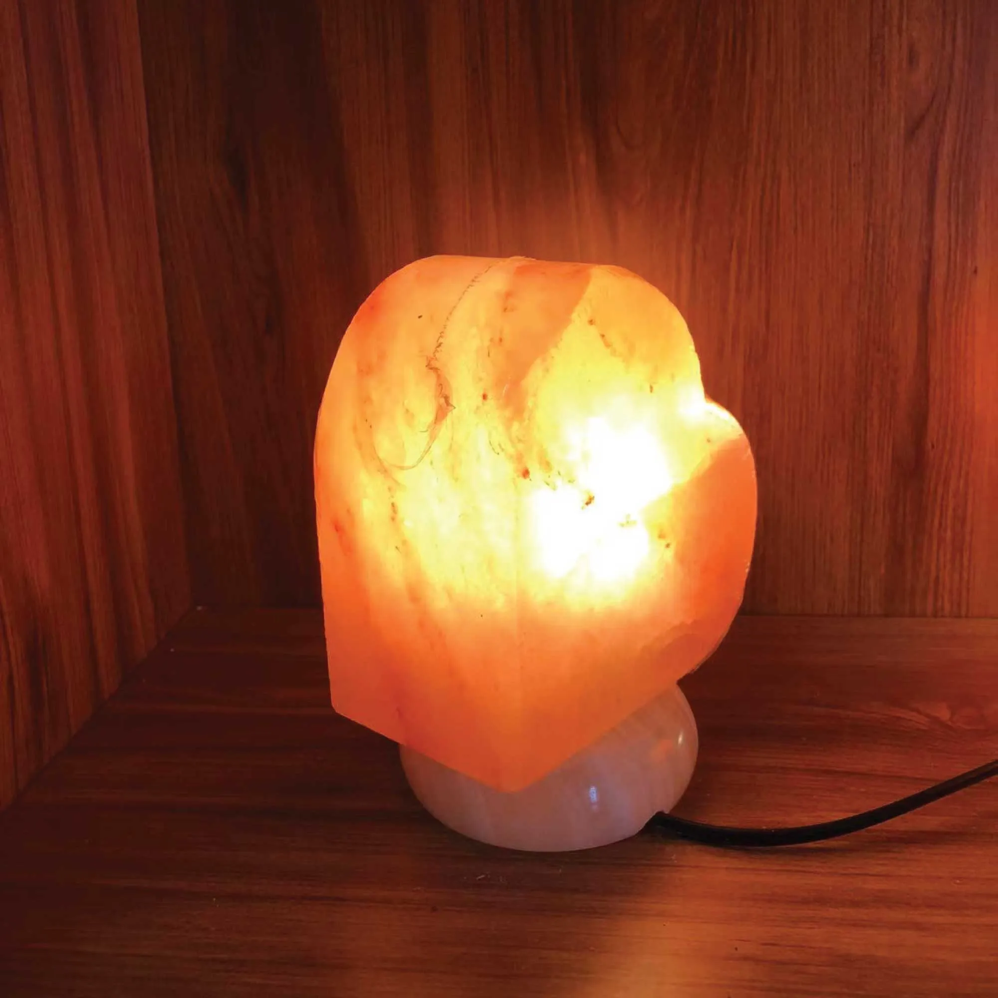 12V 12W Heart Himalayan Pink Salt Lamp | Carved Rock Crystal Light with On/Off Switch