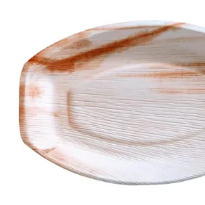 14" x 10" Oval Natural Palm Leaf Eco-Friendly Disposable Trays