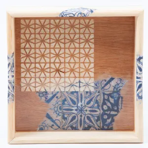 22 cm Wooden Tray with Printed Zelij Fragments