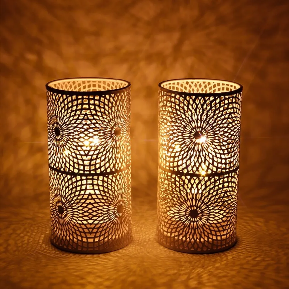 2pcs/set Battery Powered Table Lamp with Led Bulb for Home Decor