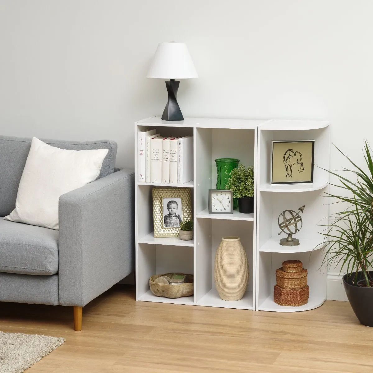 3-Tier Corner Curved Shelf Organizer, White