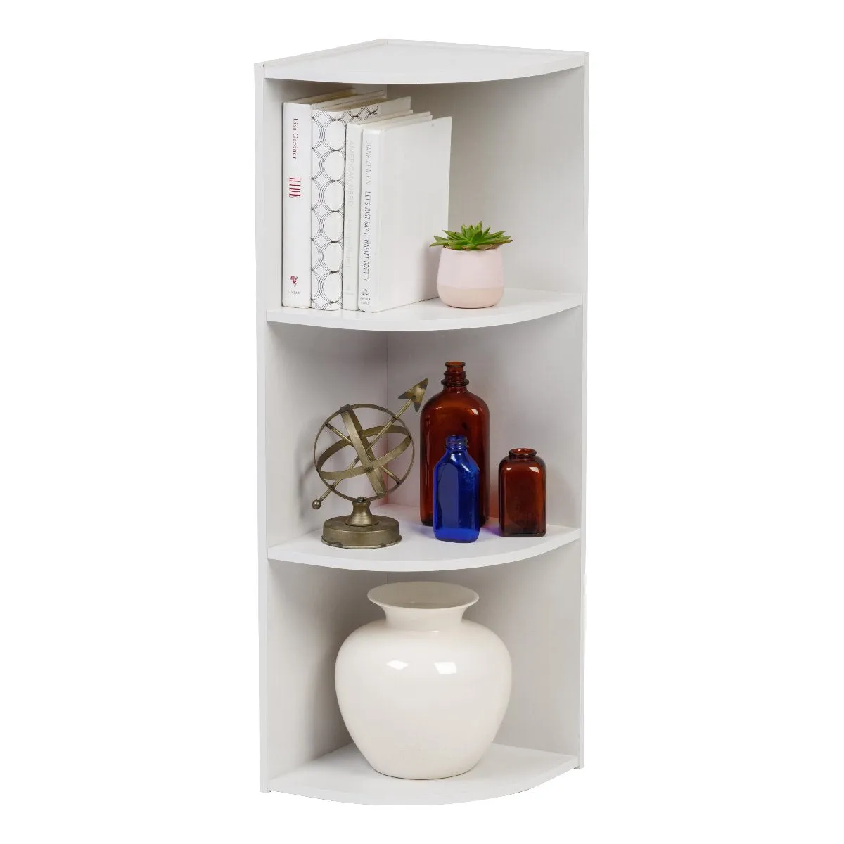 3-Tier Corner Curved Shelf Organizer, White