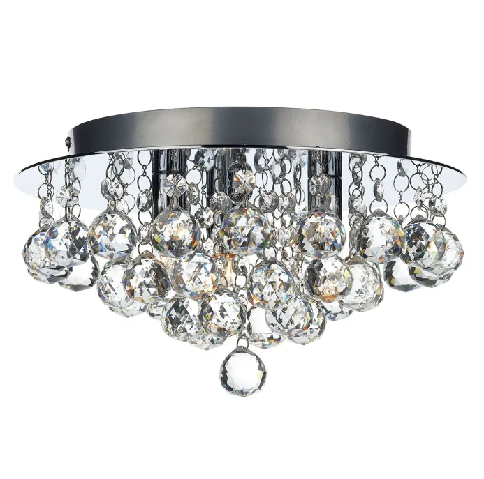 3740 Round 3 Light Flush Crystal Ceiling Light