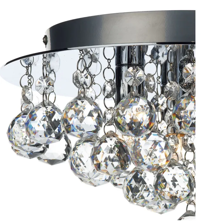 3740 Round 3 Light Flush Crystal Ceiling Light