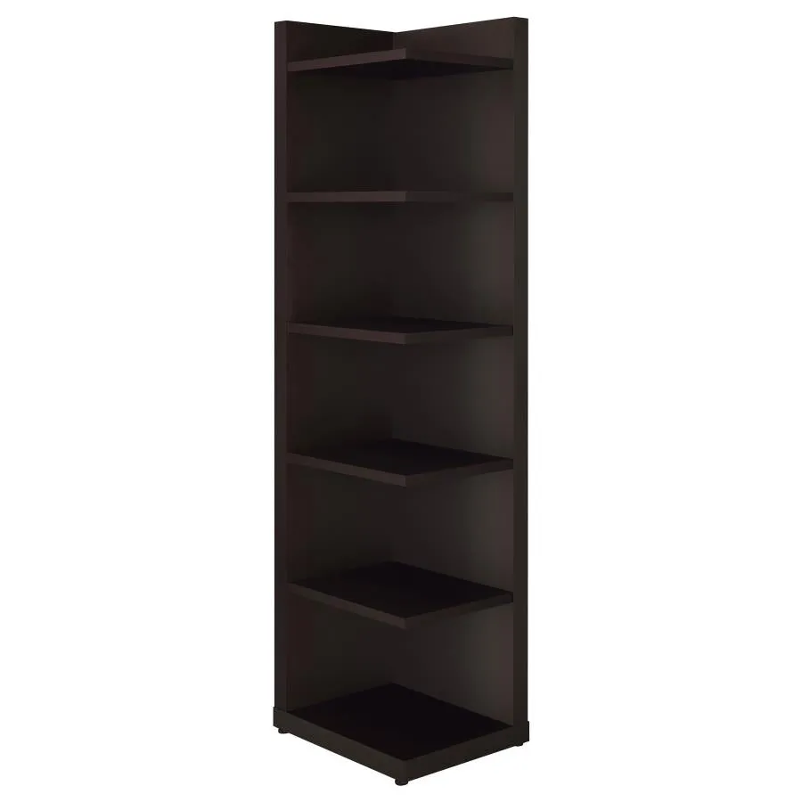 6-tier Corner Bookcase Cappuccino