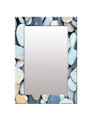 999STORE Printed Mirrors in Bathroom Bath Room Mirror White Stone Rustic washroom Bathroom Mirror (MDF_14X20 Inches) MirrorSMP162