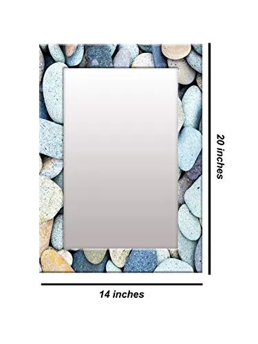 999STORE Printed Mirrors in Bathroom Bath Room Mirror White Stone Rustic washroom Bathroom Mirror (MDF_14X20 Inches) MirrorSMP162
