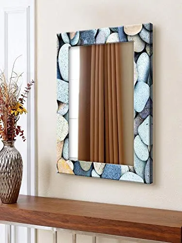 999STORE Printed Mirrors in Bathroom Bath Room Mirror White Stone Rustic washroom Bathroom Mirror (MDF_14X20 Inches) MirrorSMP162