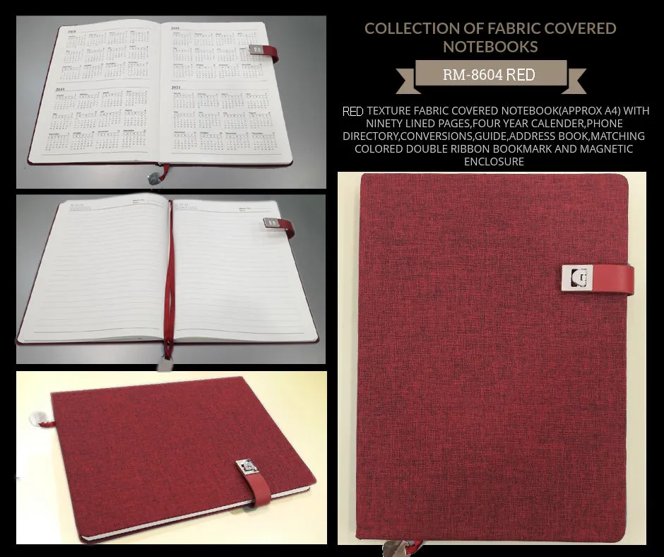 AMS-RM-8604 - RED - A4 size Fabric Notebooks