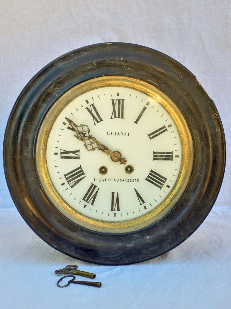Antique French clock from L'isle-sur-La-Sorgue 15"