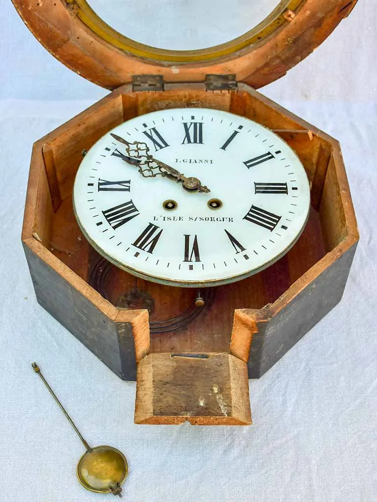 Antique French clock from L'isle-sur-La-Sorgue 15"