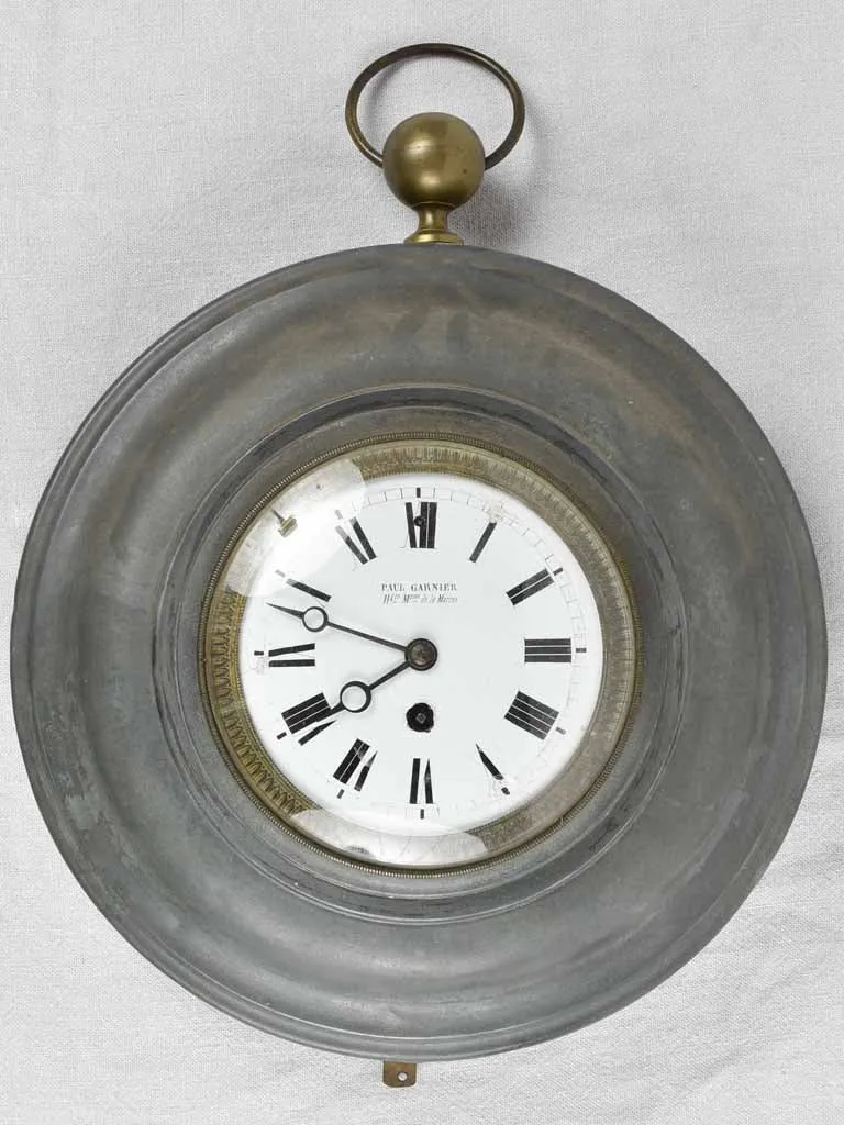 Antique French wall clock - bistro / train station - Paul Garnier 17" x 15"