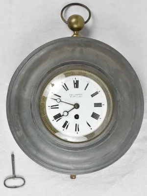 Antique French wall clock - bistro / train station - Paul Garnier 17" x 15"