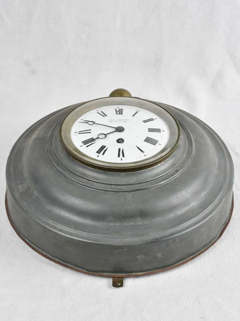 Antique French wall clock - bistro / train station - Paul Garnier 17" x 15"