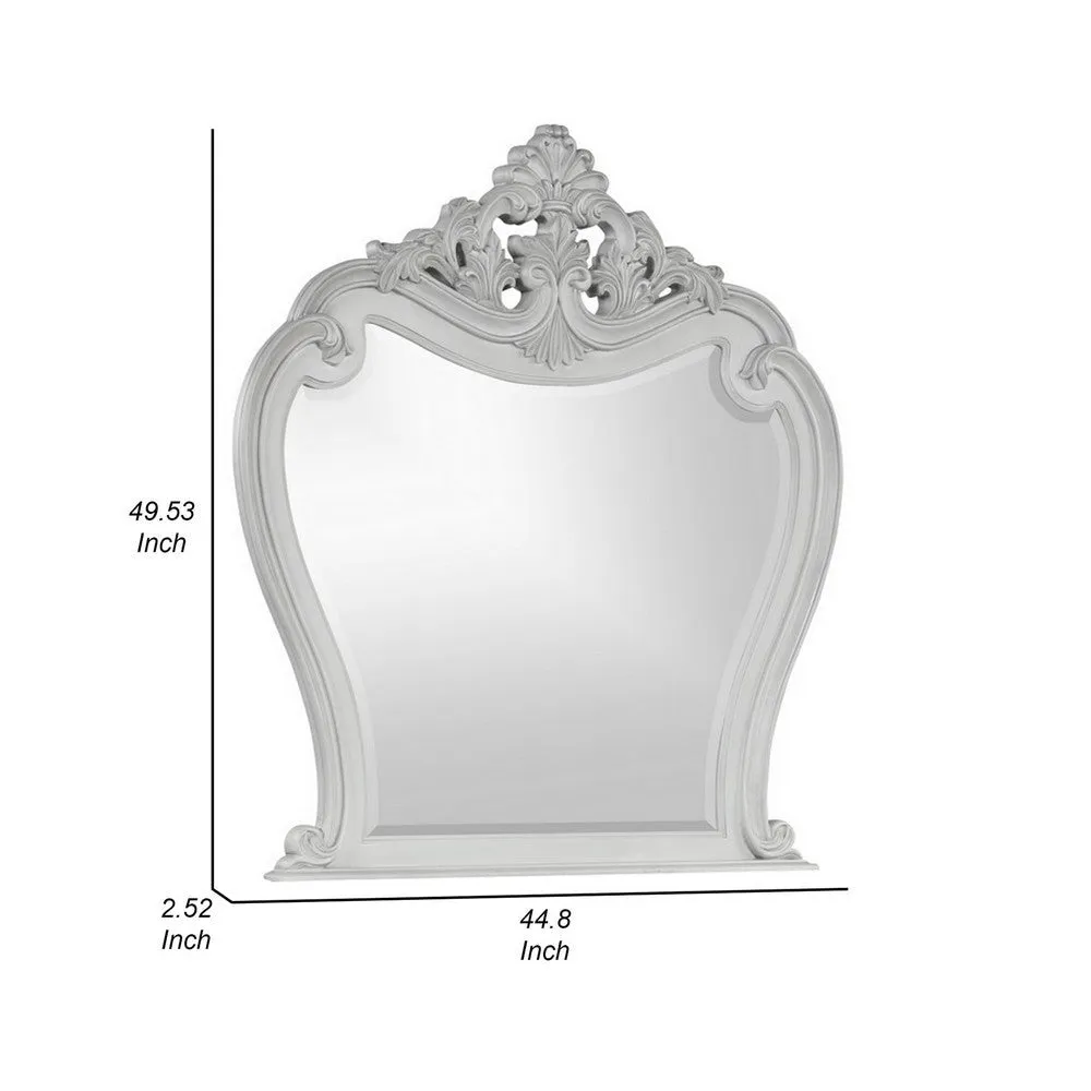 Api 45 x 50 Dresser Mirror, Beveled, Carved Crown Top, Mist Gray Finish By Casagear Home