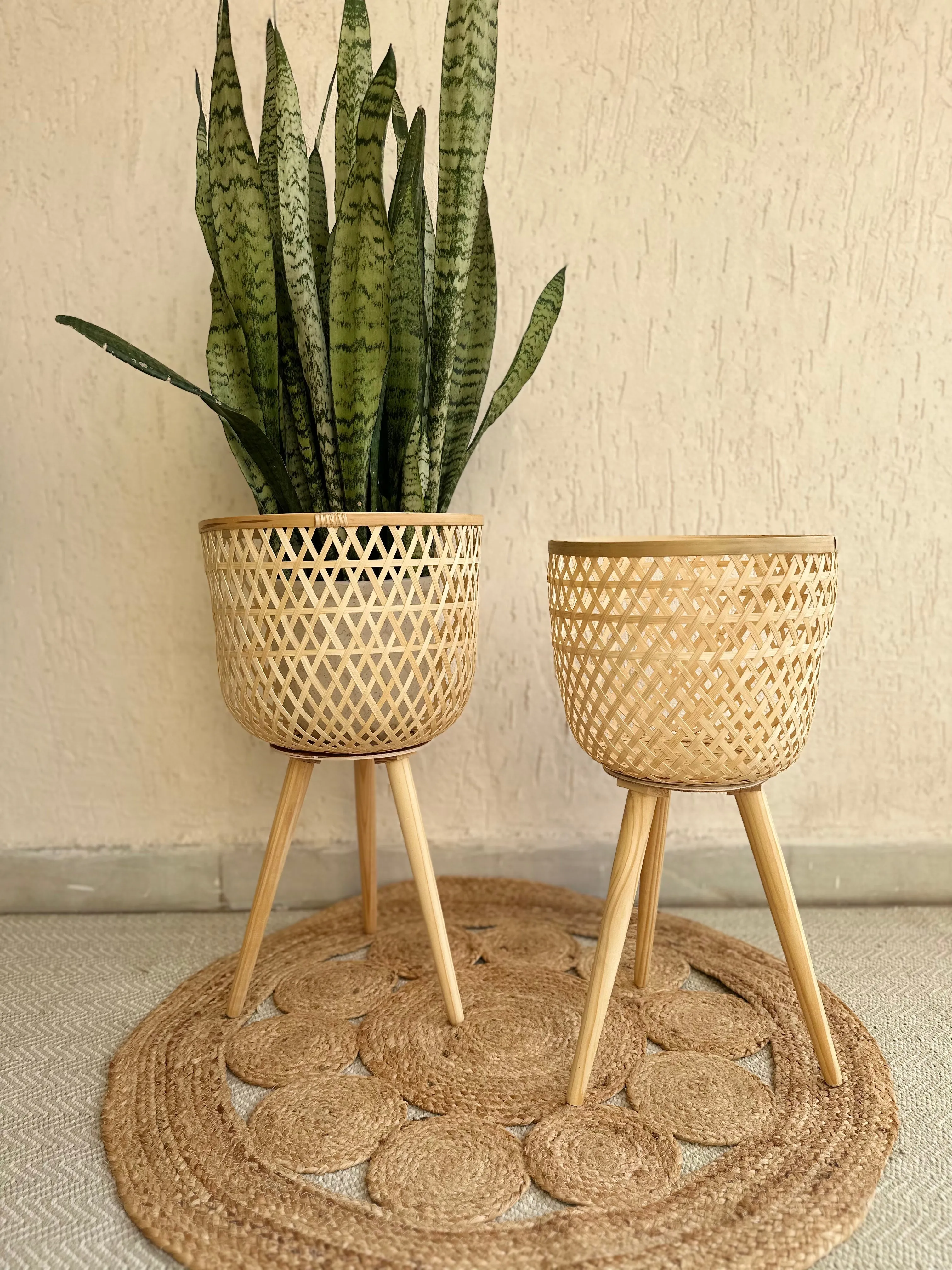 Bamboo Plant Pot With Removable Legs