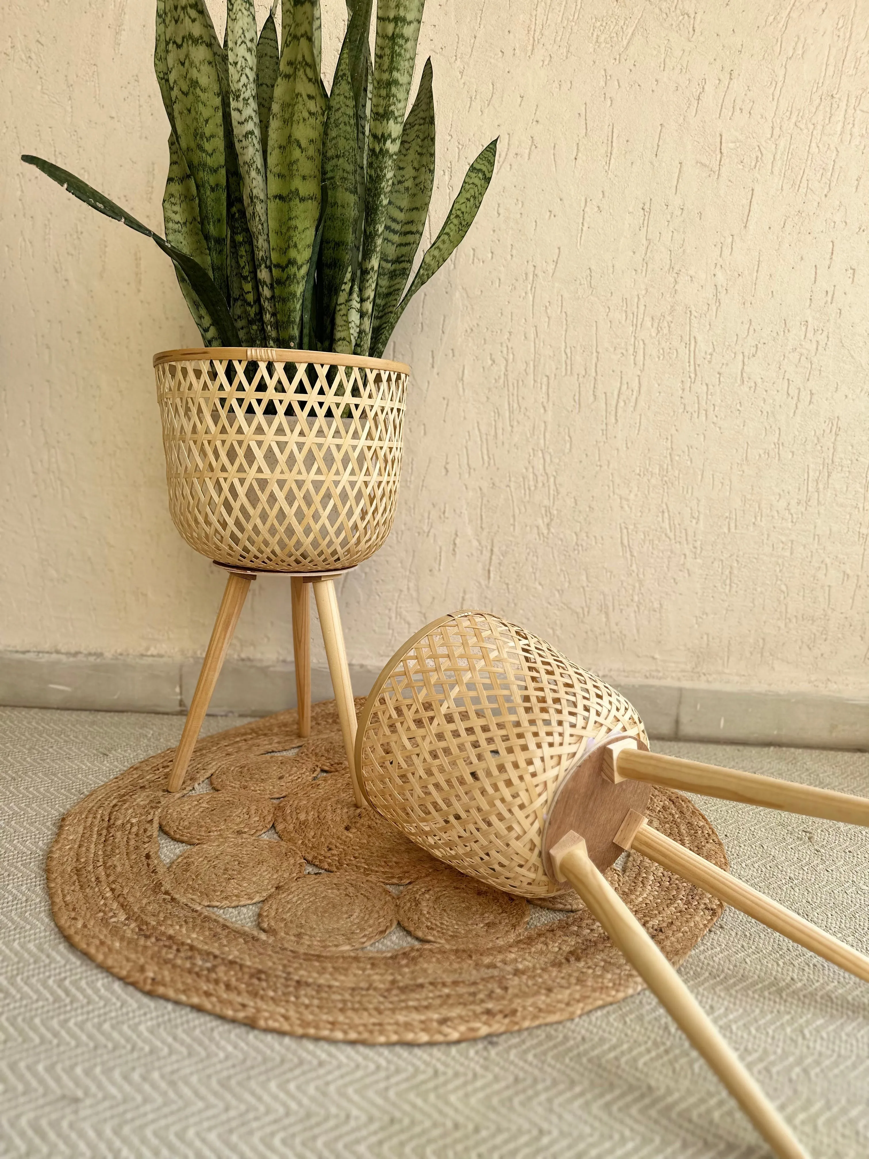 Bamboo Plant Pot With Removable Legs