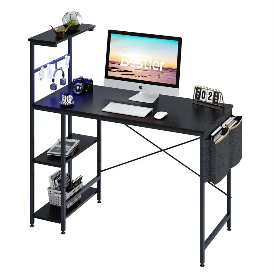 Bestier Gaming Desk with LED Lights, 44 Inch PC Gamer Desk for Small Spaces