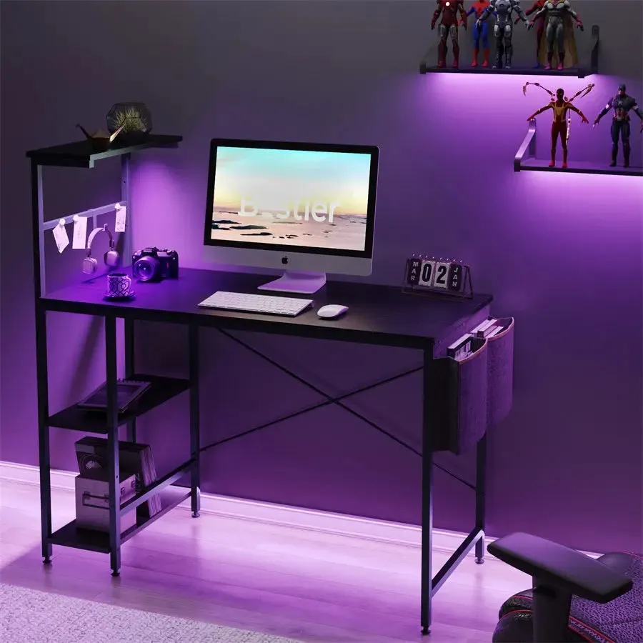 Bestier Gaming Desk with LED Lights, 44 Inch PC Gamer Desk for Small Spaces