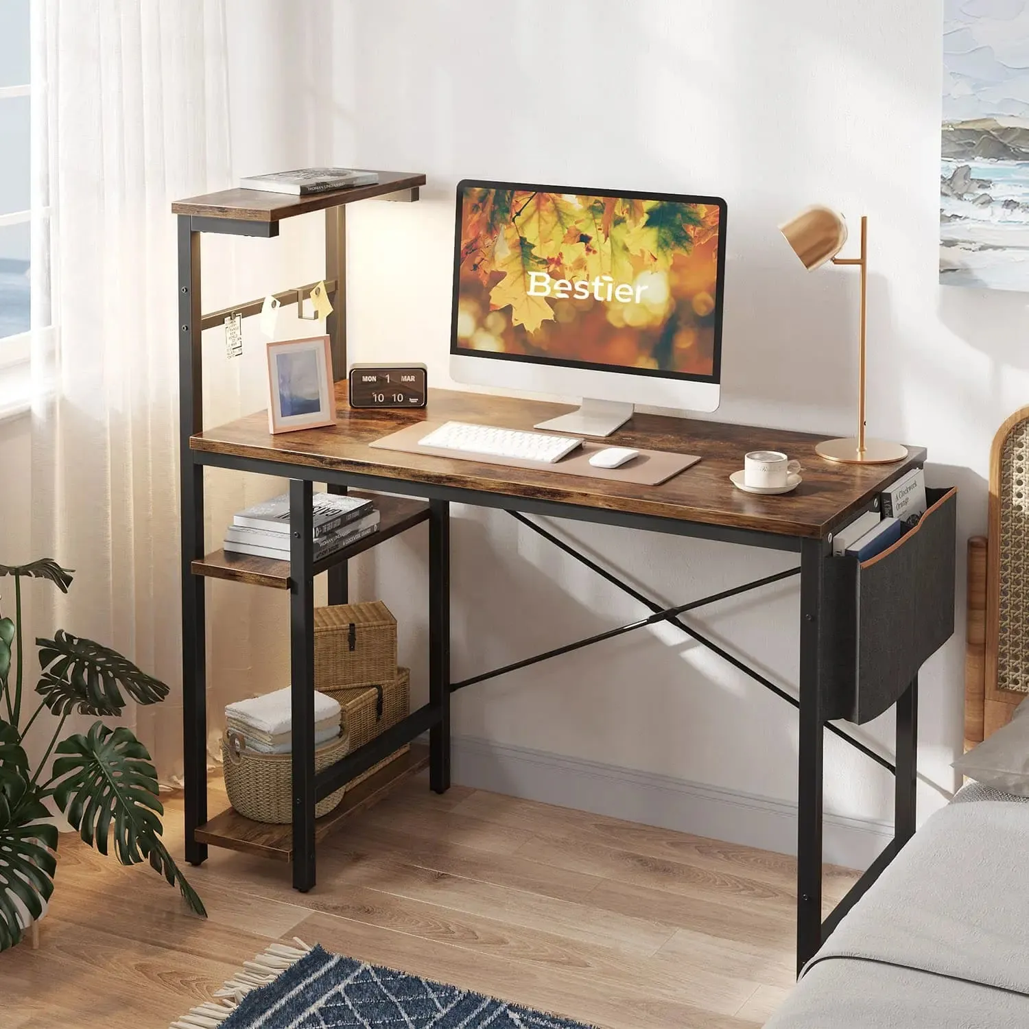 Bestier Gaming Desk with LED Lights, 44 Inch PC Gamer Desk for Small Spaces