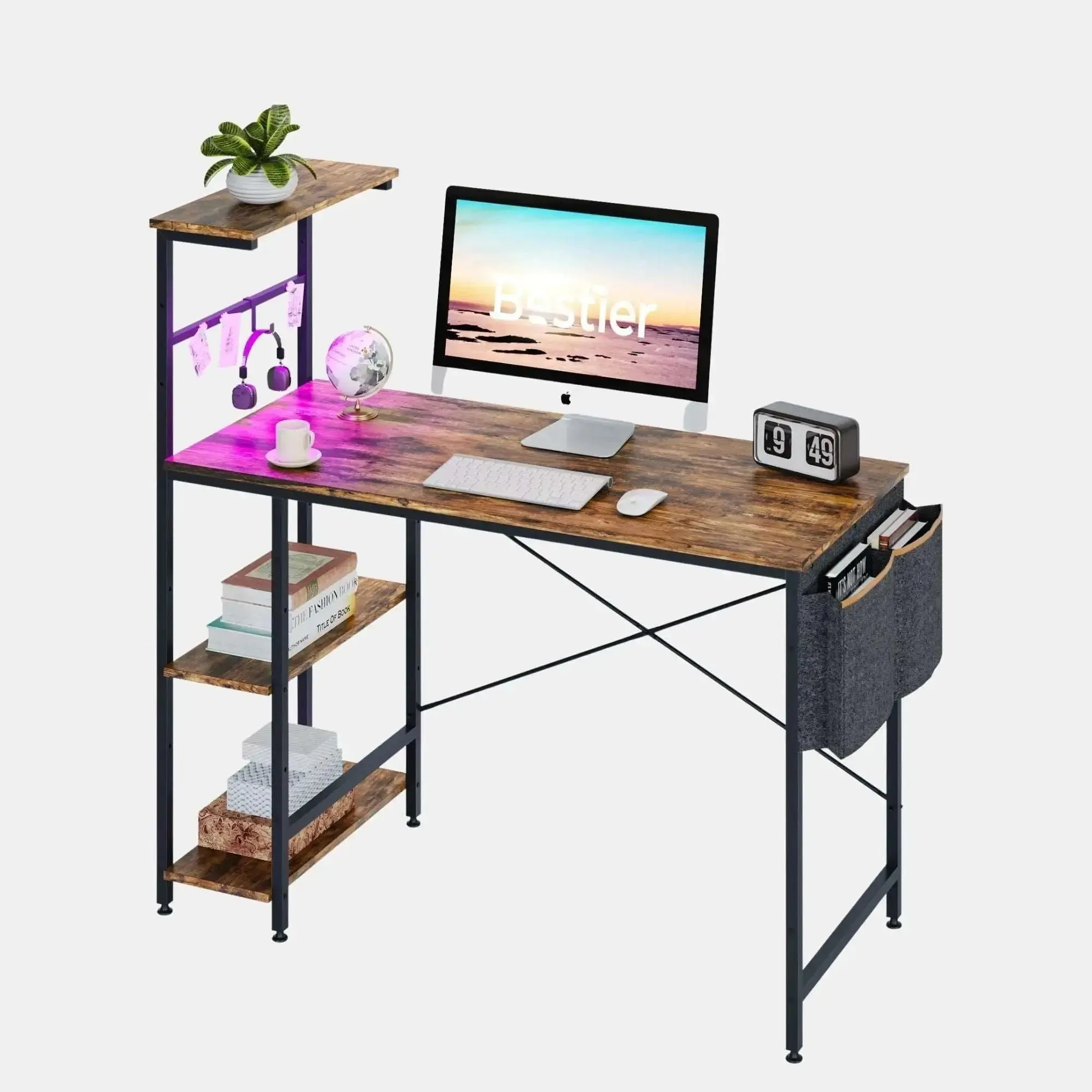 Bestier Gaming Desk with LED Lights, 44 Inch PC Gamer Desk for Small Spaces