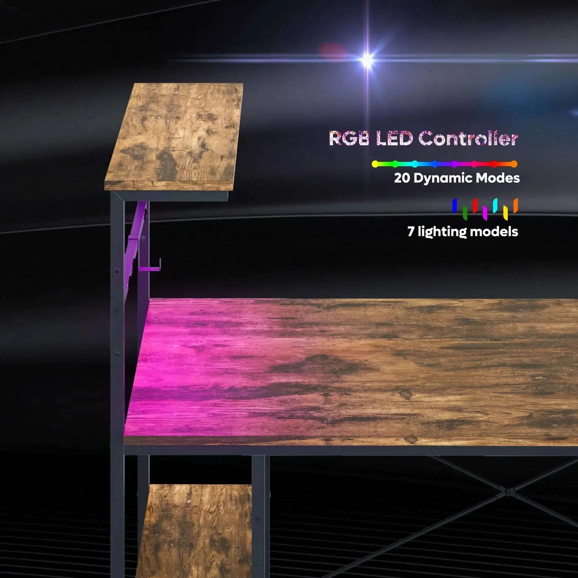 Bestier Gaming Desk with LED Lights, 44 Inch PC Gamer Desk for Small Spaces