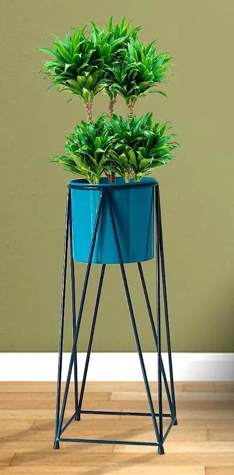 BLUE &  BLACK DIAMOND PLANTER SET OF 2
