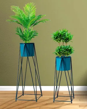 BLUE &  BLACK DIAMOND PLANTER SET OF 2