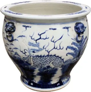 Blue & White Kylin Bowl Shape Planter