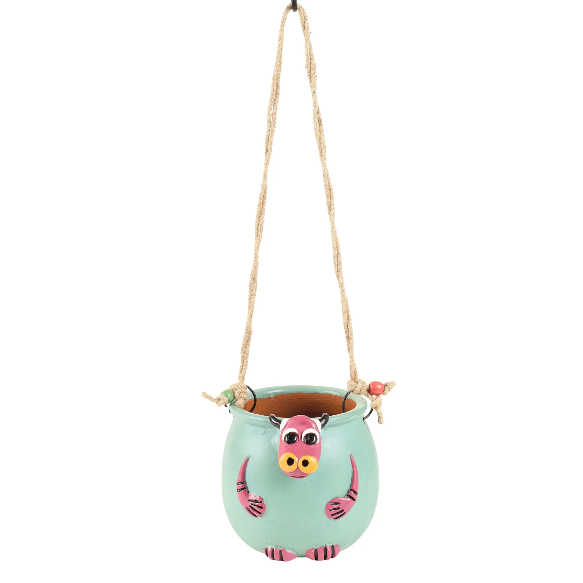 Blue Bull Terracotta Hanging Planter (5 x 6 in )
