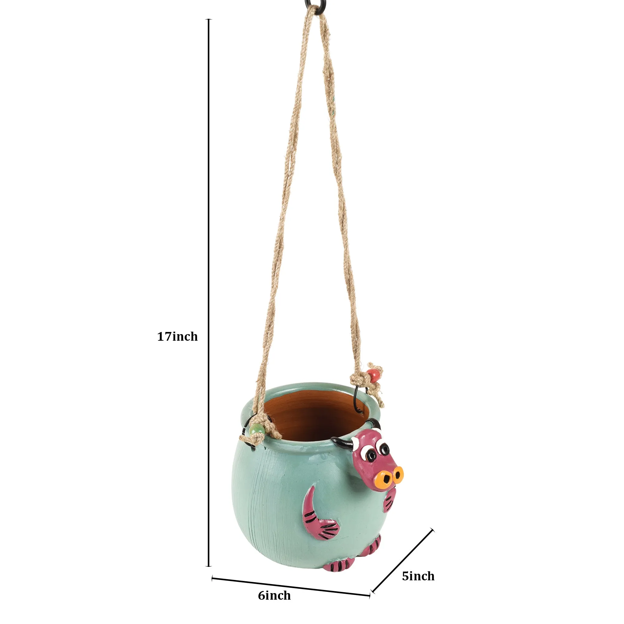 Blue Bull Terracotta Hanging Planter (5 x 6 in )