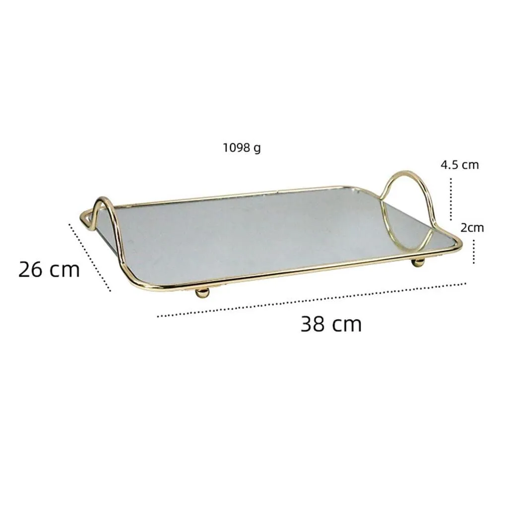 CALANDIS Mirror Tray Gold Display Vintage Jewelry Perfume for Bedroom Makeup Large