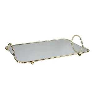 CALANDIS Mirror Tray Gold Display Vintage Jewelry Perfume for Bedroom Makeup Large