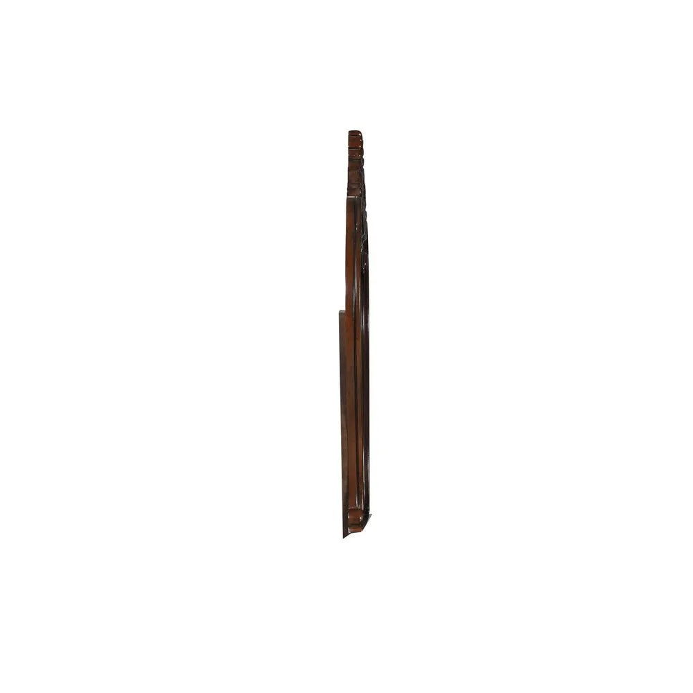 Cali 50 x 50 Dresser Mirror, Curved Body, Carved Crown Top, Cherry Brown By Casagear Home