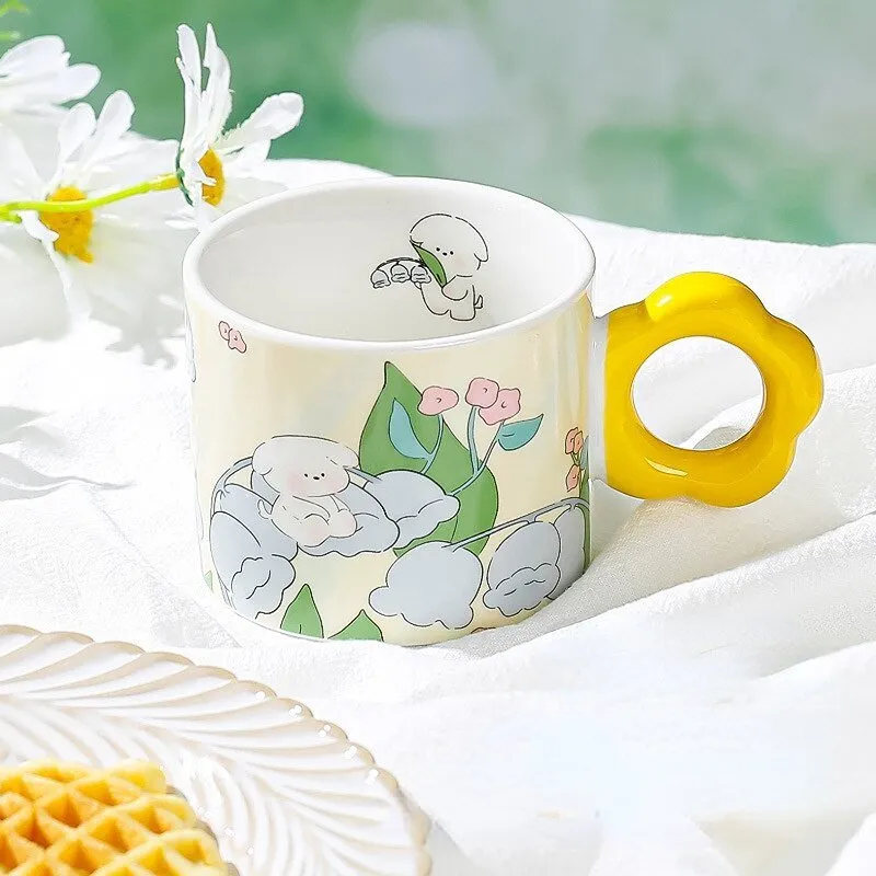 Cartoon Tulip Bunny Coffee Cup