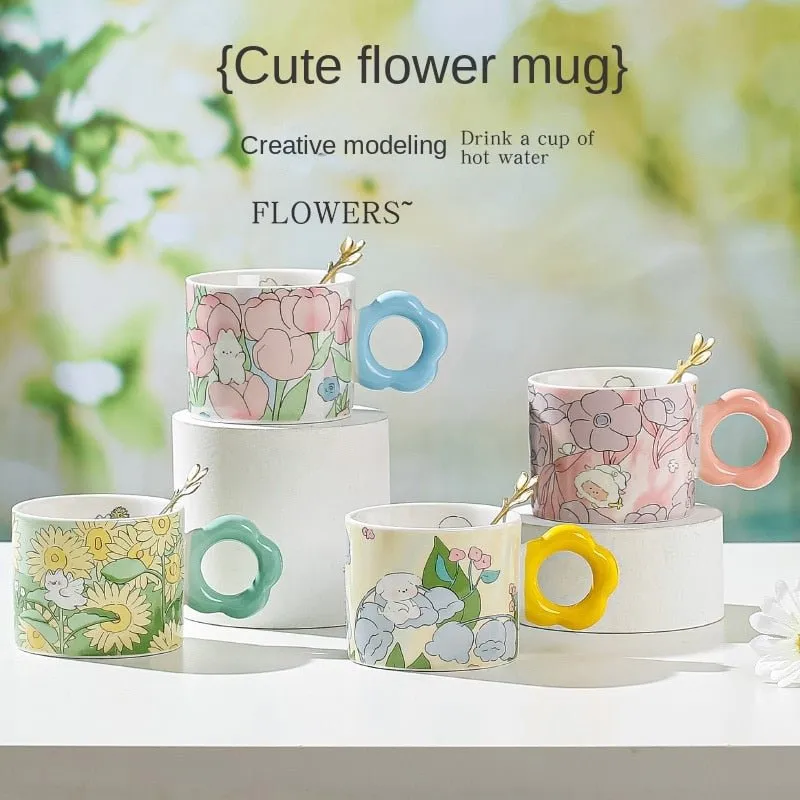 Cartoon Tulip Bunny Coffee Cup