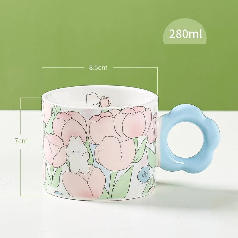 Cartoon Tulip Bunny Coffee Cup