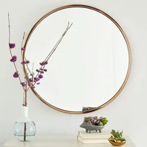 CasaGold 18 Inch Rose Gold Round Wall Mirror with Steel Frame |Circle Wall Mirror for Bathroom, Dressing Room with Frame for Wall Decor and Home Decor (Round Wall Mirror RoseGold Frame)