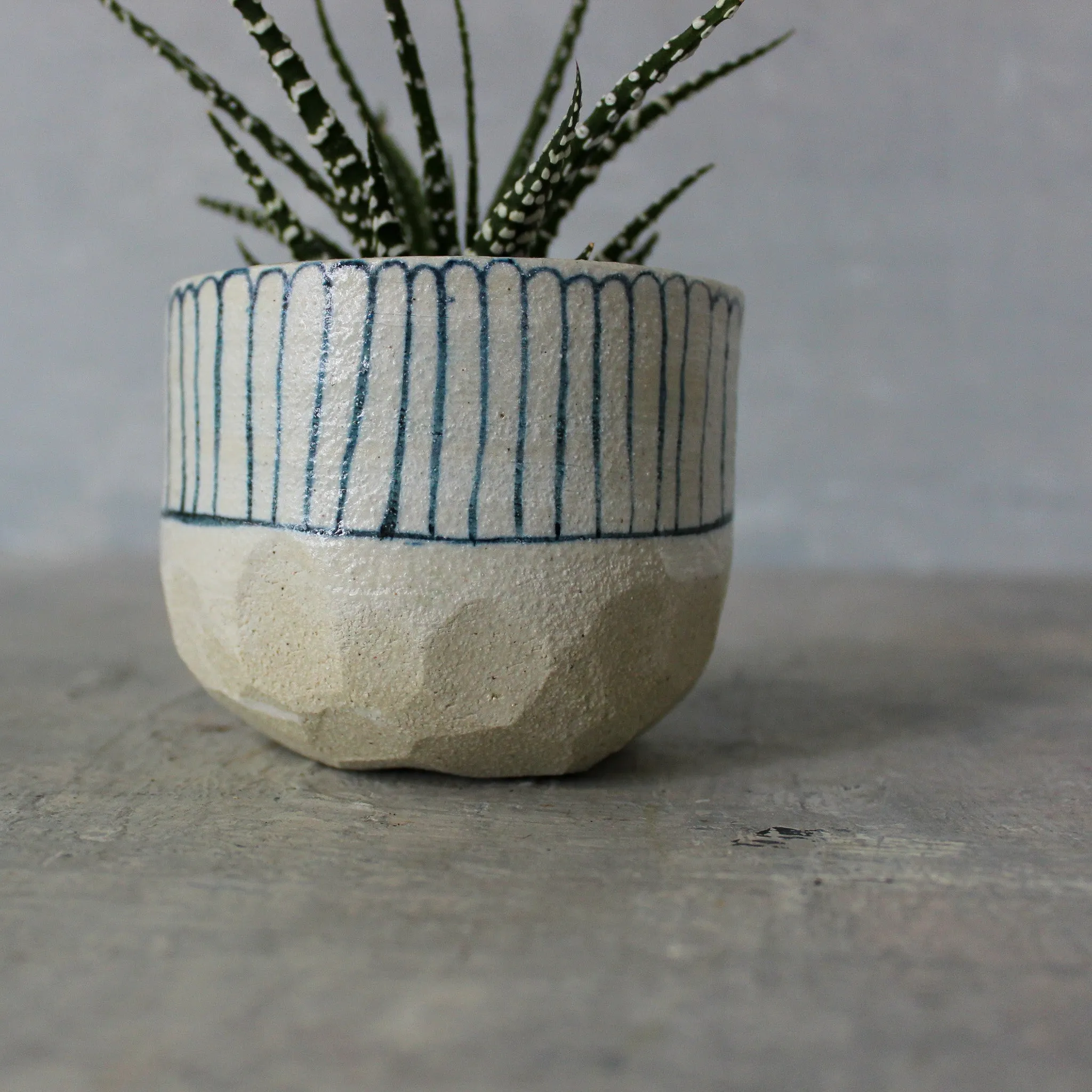 Ceramic Planters : Blue Lines