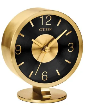 Citizen Decorative Gold-Tone Modern Clock - Black Dial - Gold-Tone Accents