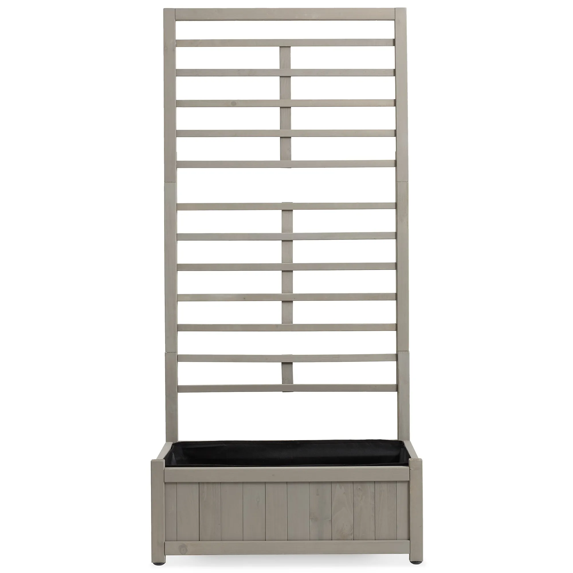 Climbing Planter Box, Wood Garden Bed with Trellis, Gray