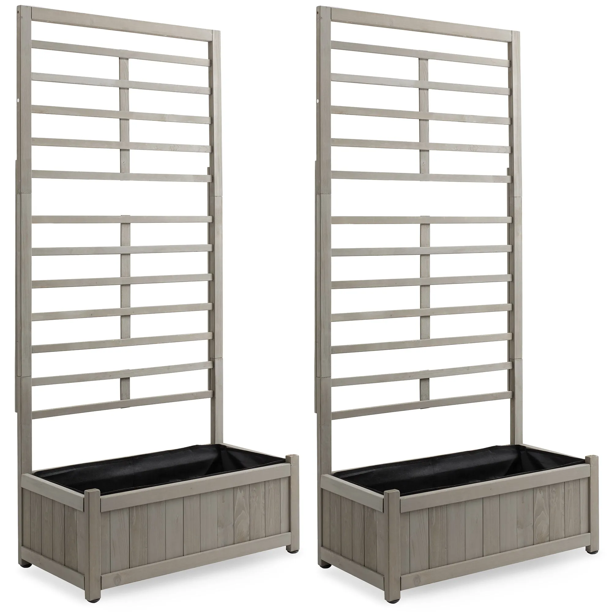 Climbing Planter Box, Wood Garden Bed with Trellis, Gray